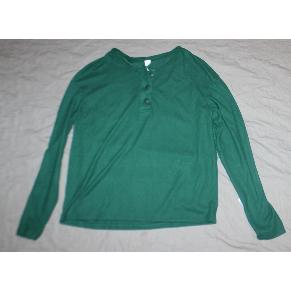 Stars Above Women's pajama Pullover Long sleeve Henley neck Green size XS